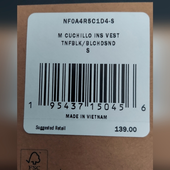 The North Face Navy And White Fleece Lined Quilted Vest Men's Size Small NWT - Picture 2 of 8